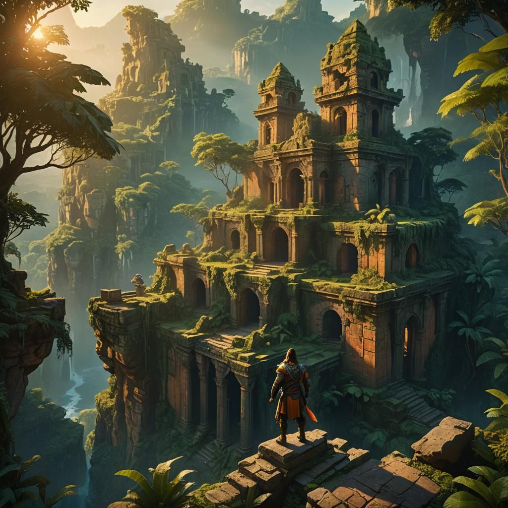 Lone Warrior Vega in a Lush Jungle Ruin