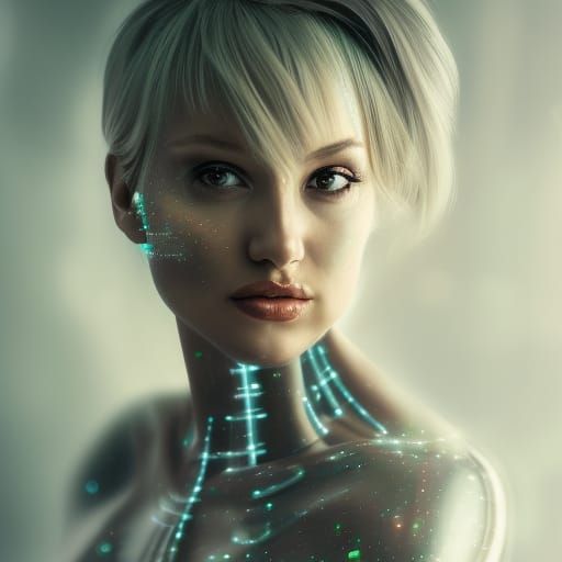 Cyborg Dolly Parton in Bacta Tank: 8k Portrait
