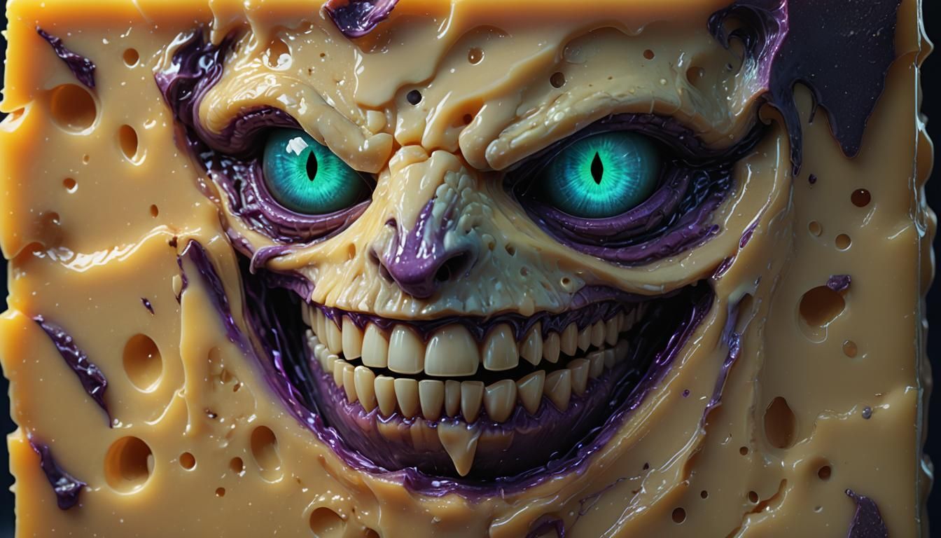 Surreal Cheddar Cheese as Dark Fantasy Horror