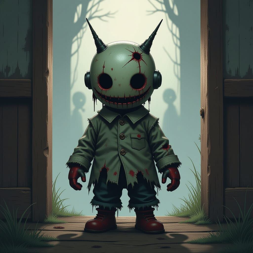 Eerie Possessed Toy in Ominous Shadows