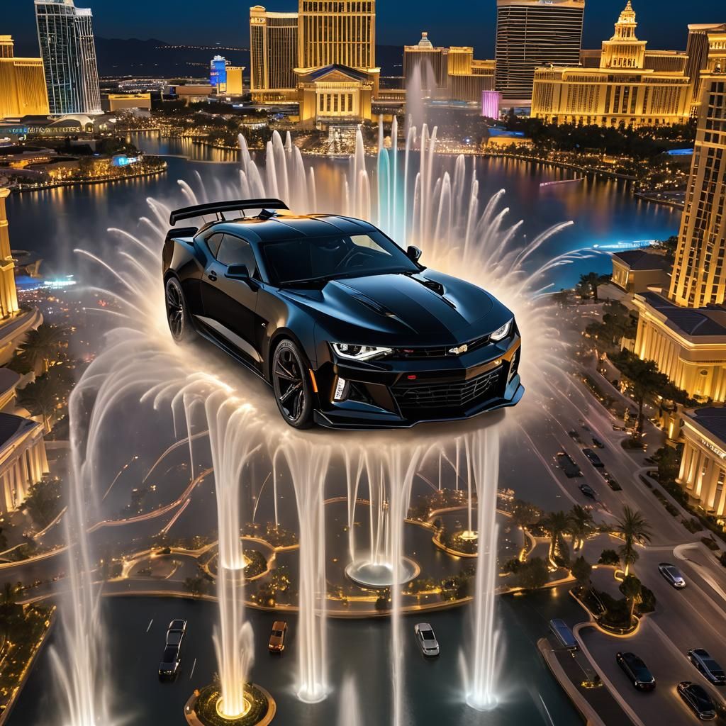 Flying Camaro Soars Over Las Vegas Strip
