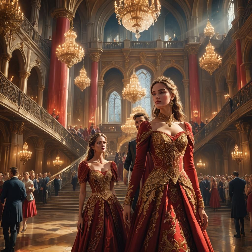 Fantasy Art Portrait: Girl and Boy Before Castle