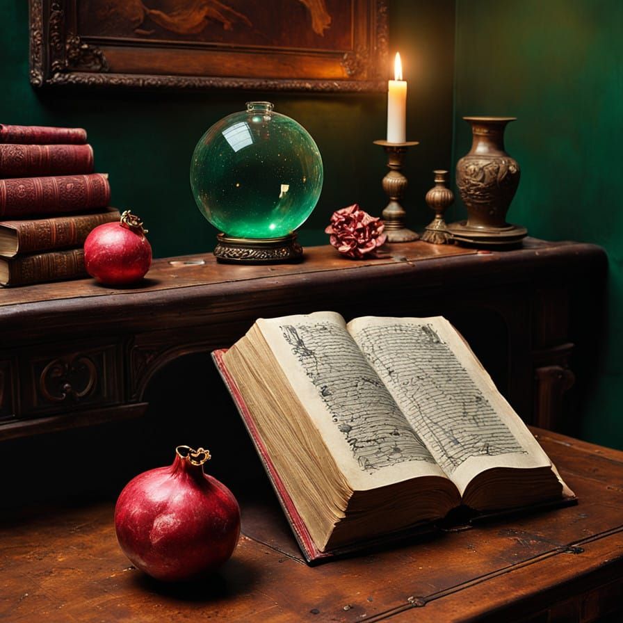 Cozy Chamber with Golden Flames and Antique Elegance