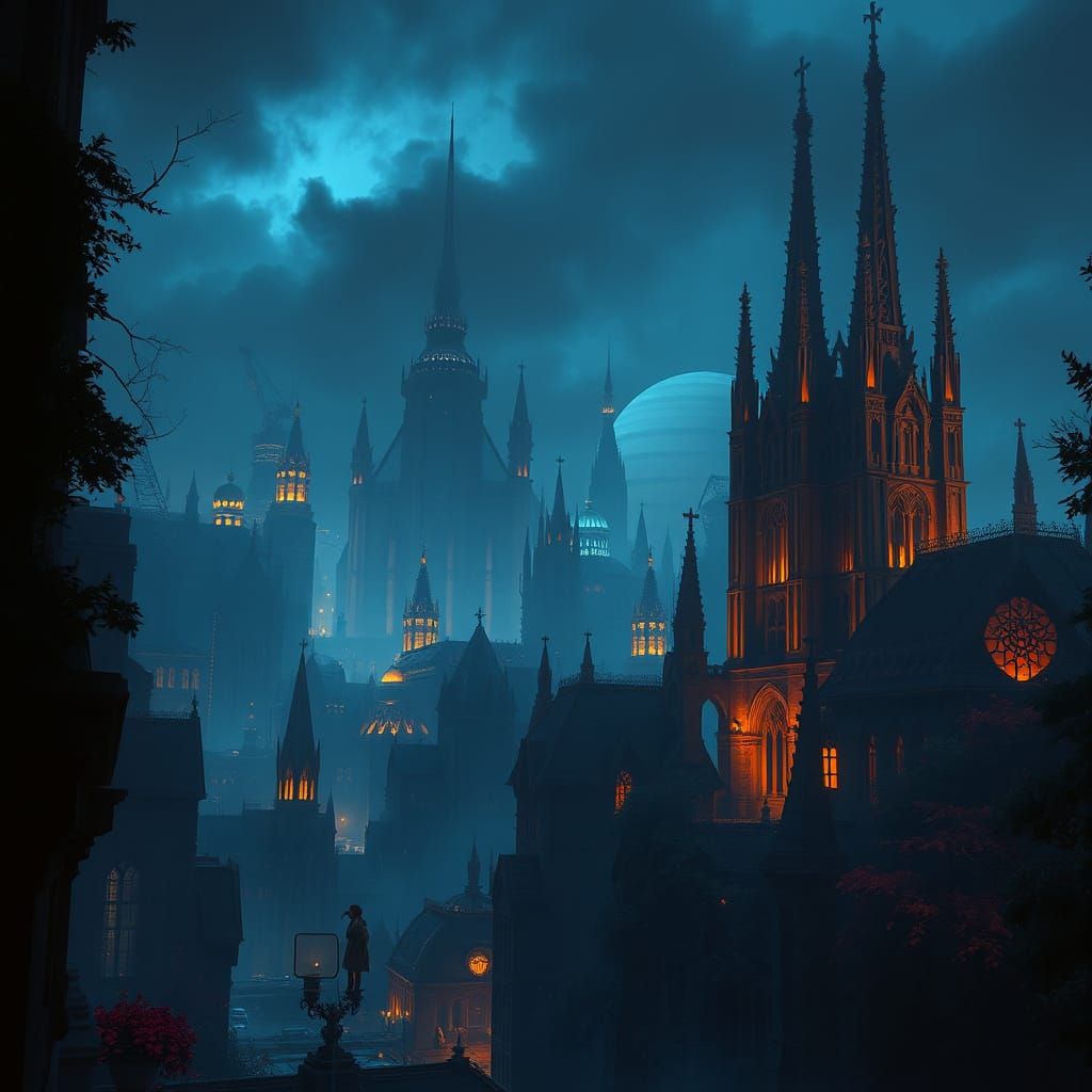 Noir Cityscape Unveiled in Golden Dusk