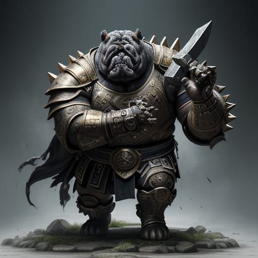 Cyberpunk Bulldog Warrior Forged in Bloodsport and Myth