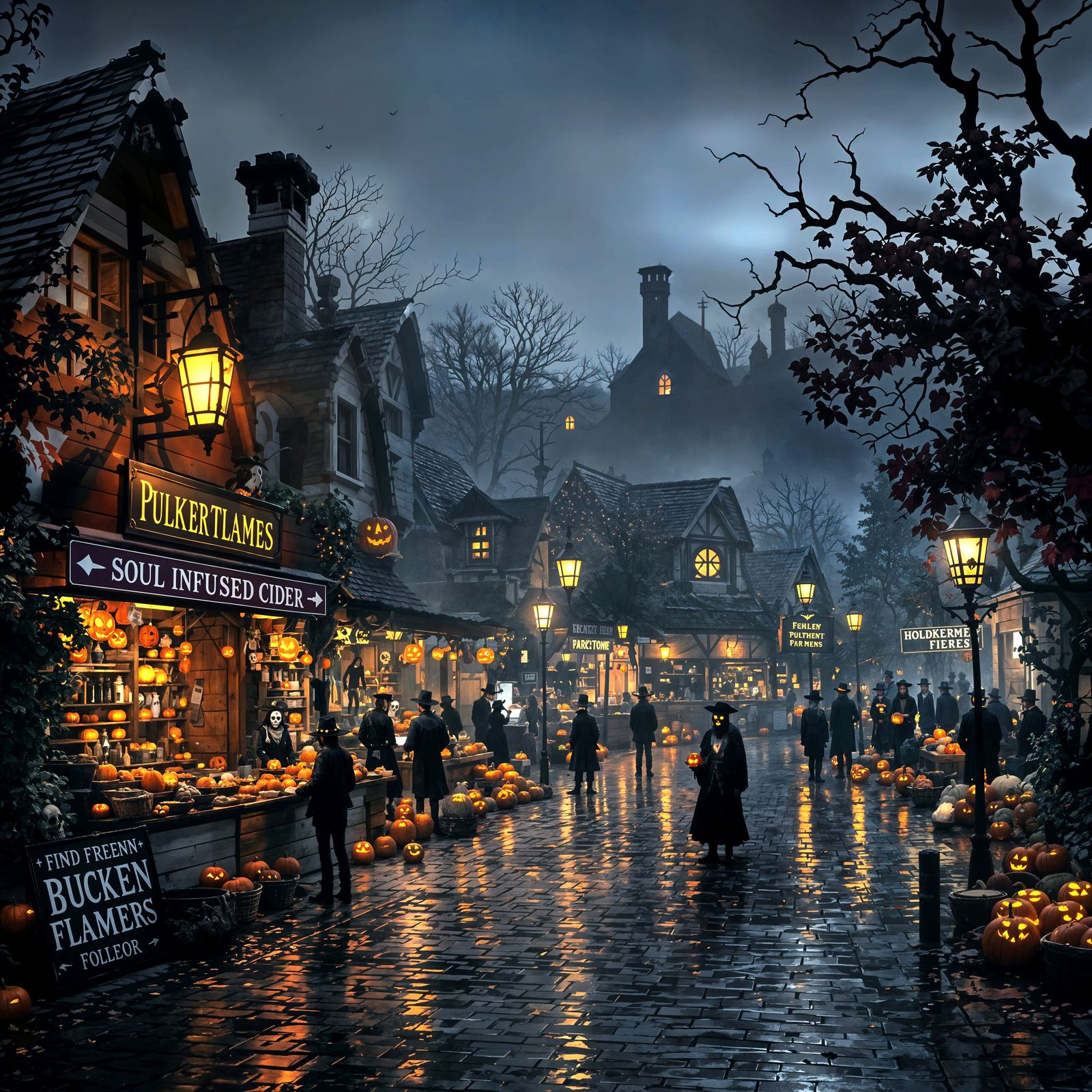 Ghostly Merchants Sell Soul-Infused Goods in Foggy Village
