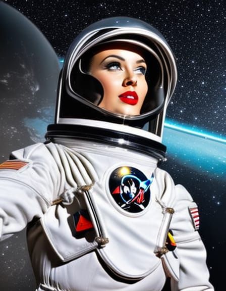 Retro Sci-Fi Space Girl in Elvgren Style