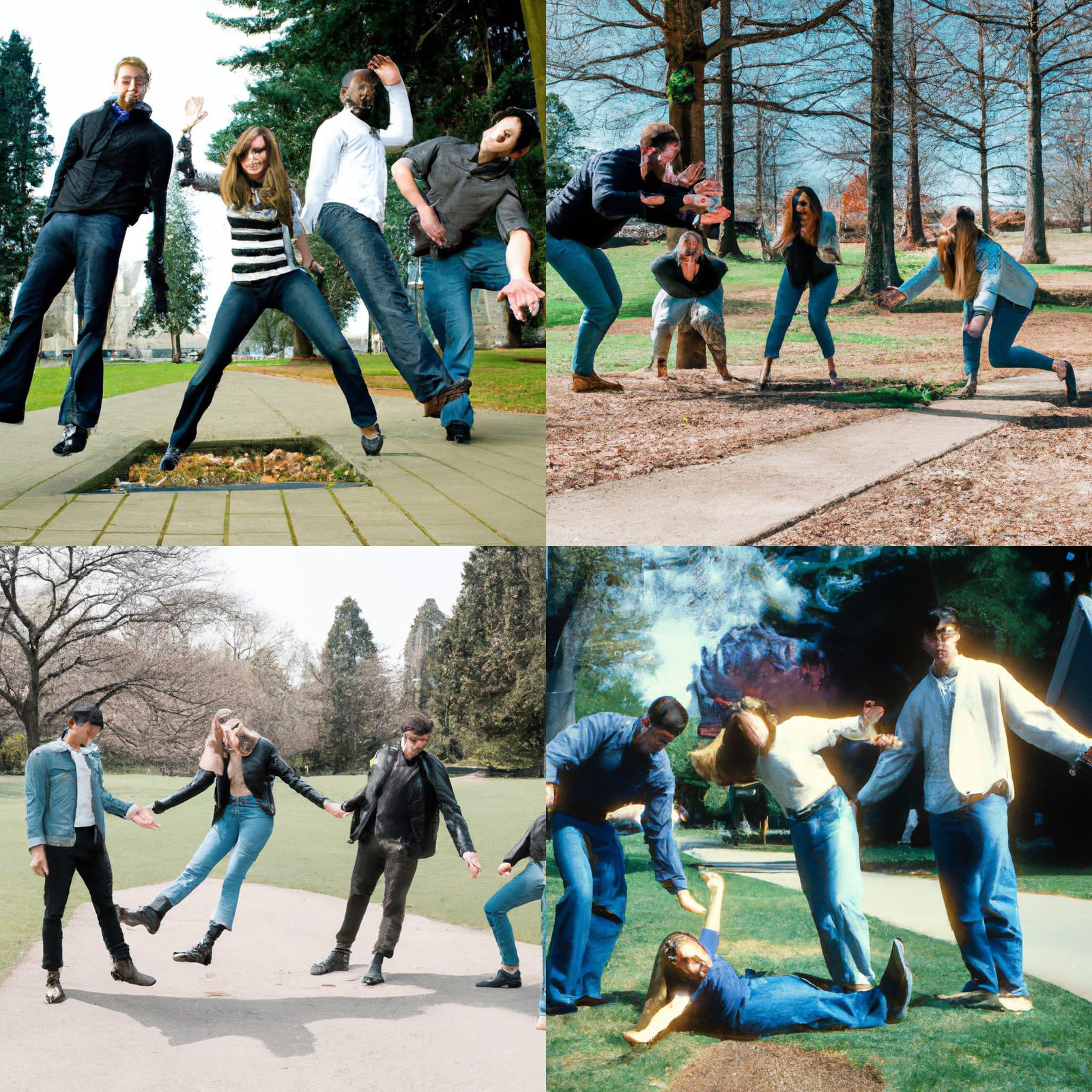 Friends Stage Shockwave Scene in City Park