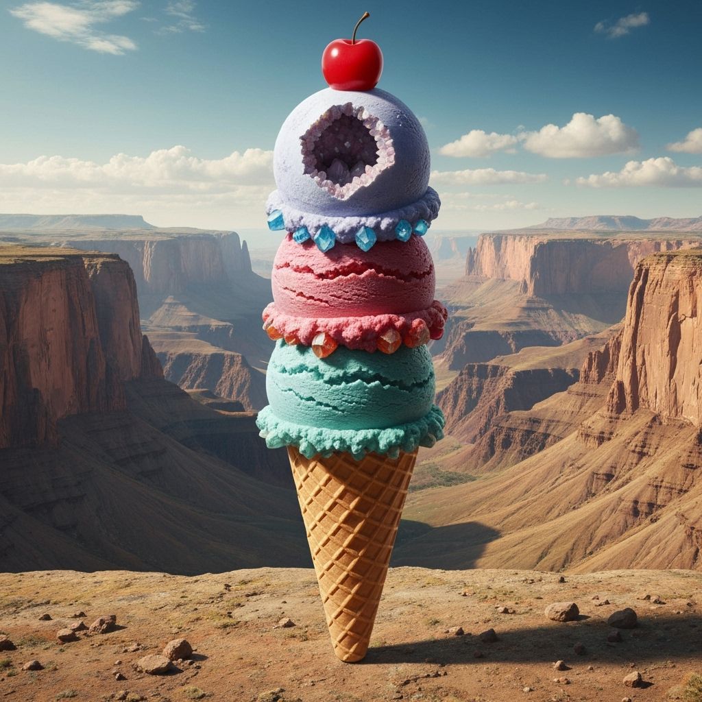 Geological Ice Cream Cone: A Surreal Dessert Landscape