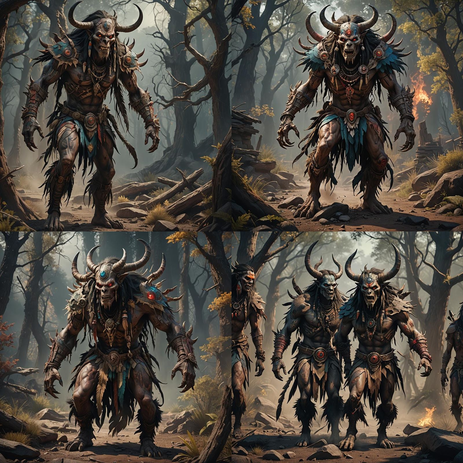 Demonic Native American Skin Walker Demon: Detailed Matte Pa...