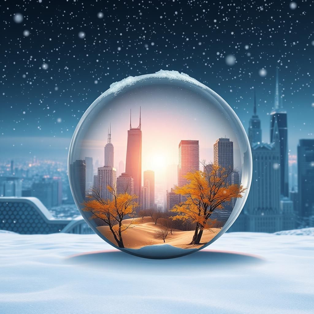 Double Exposure: Warm City Orb vs. Frozen Skyline