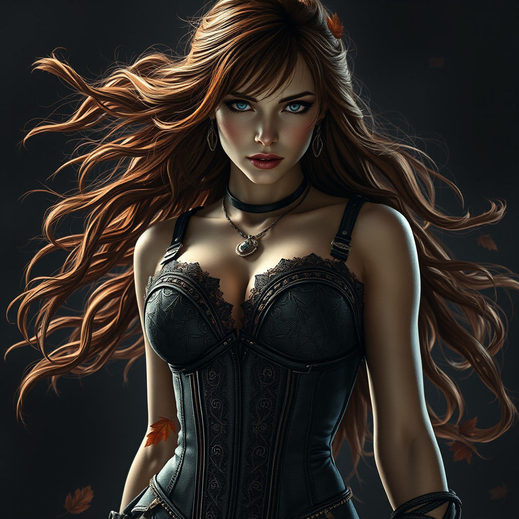 Majestic Amazon Woman with Arcane Symbols, Detailed Matte Pa...