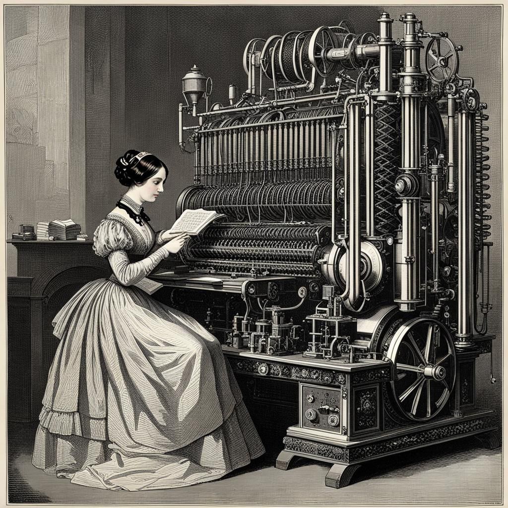 Ada Lovelace and Steampunk Computer Engine