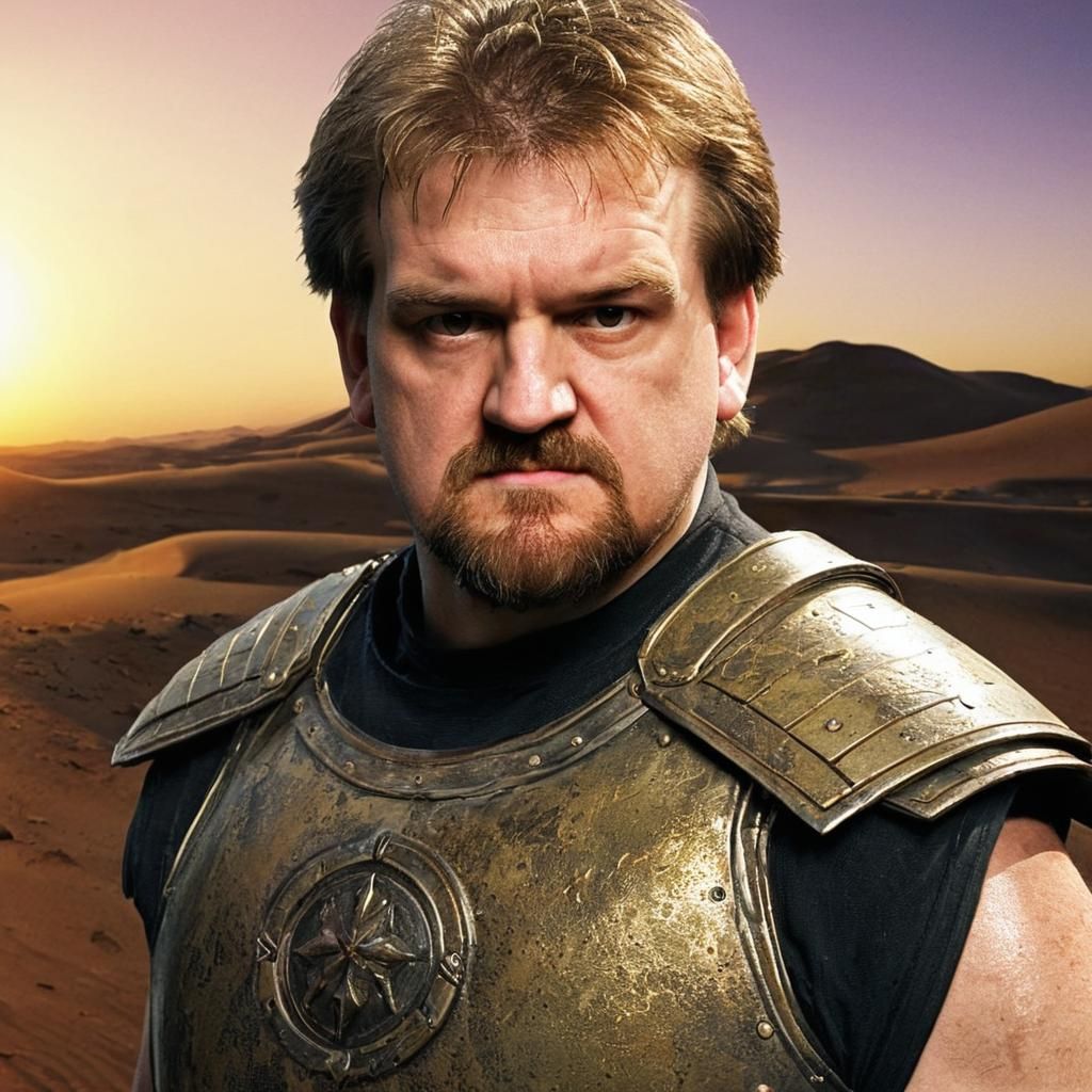 Wandering Warrior in Desert, Comic Book Art