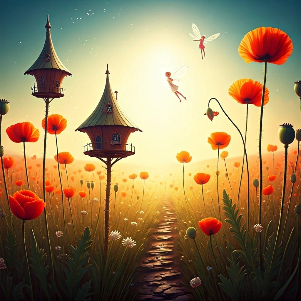 Dreamscape Meadow: Fairies' Whimsical Dwellings