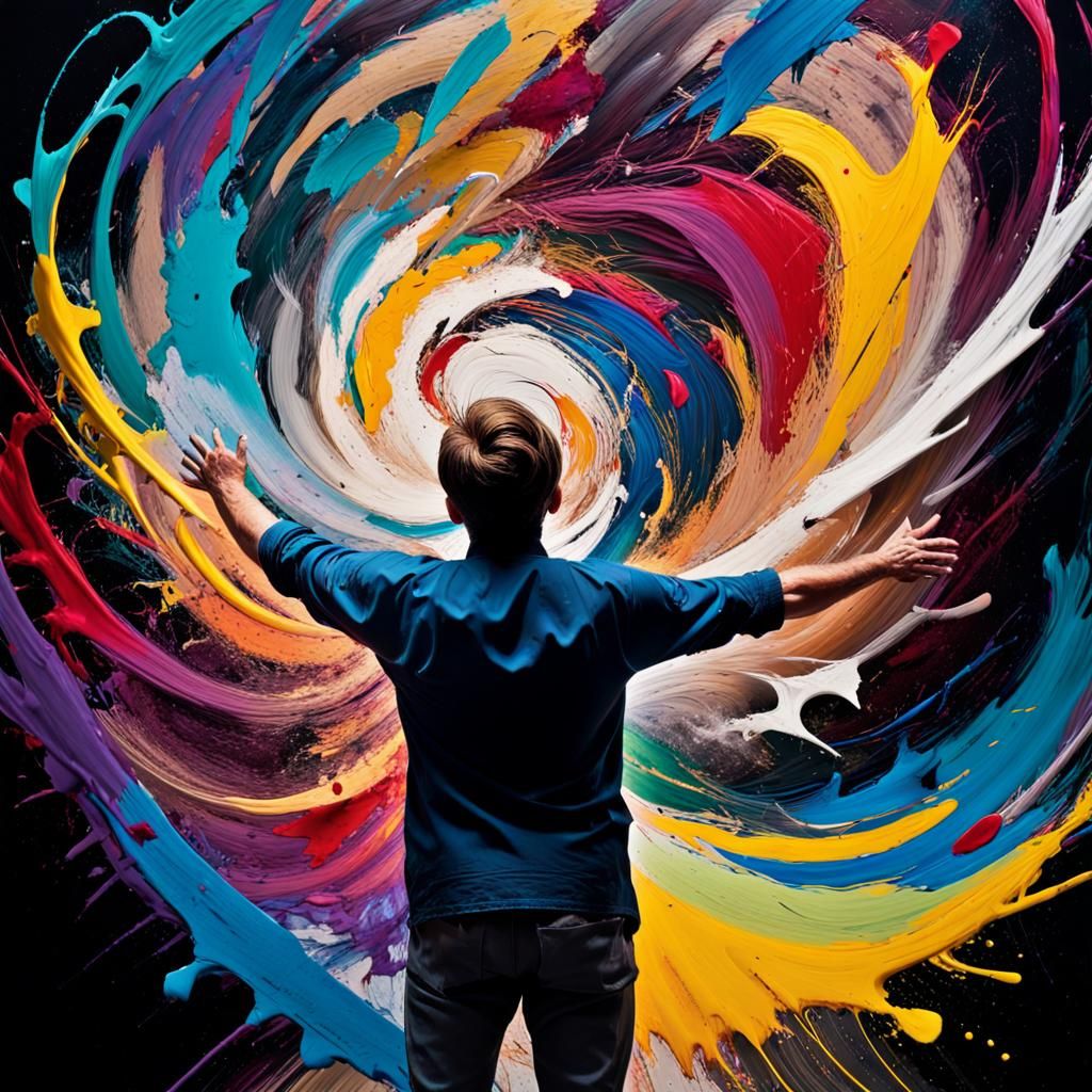 Abstract Expressionism: Figure in Swirling Colors