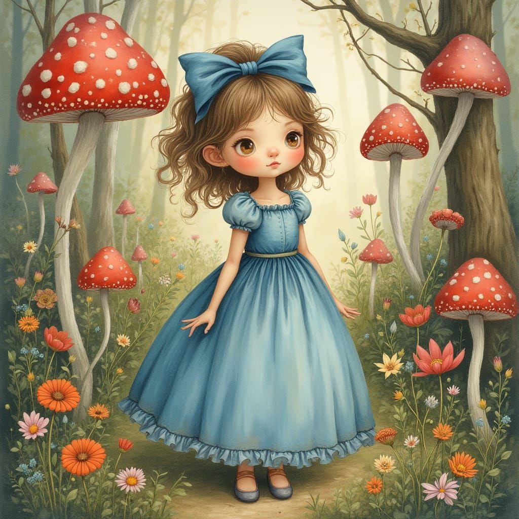 Viola's Wonderland Adventure in Watercolor Style