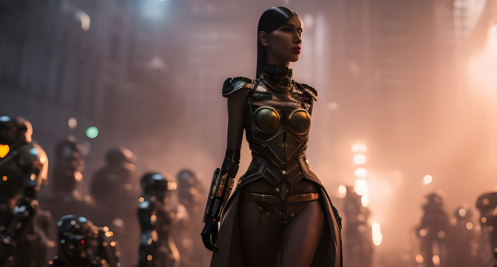 Steampunk Android Models on Dystopian Runway