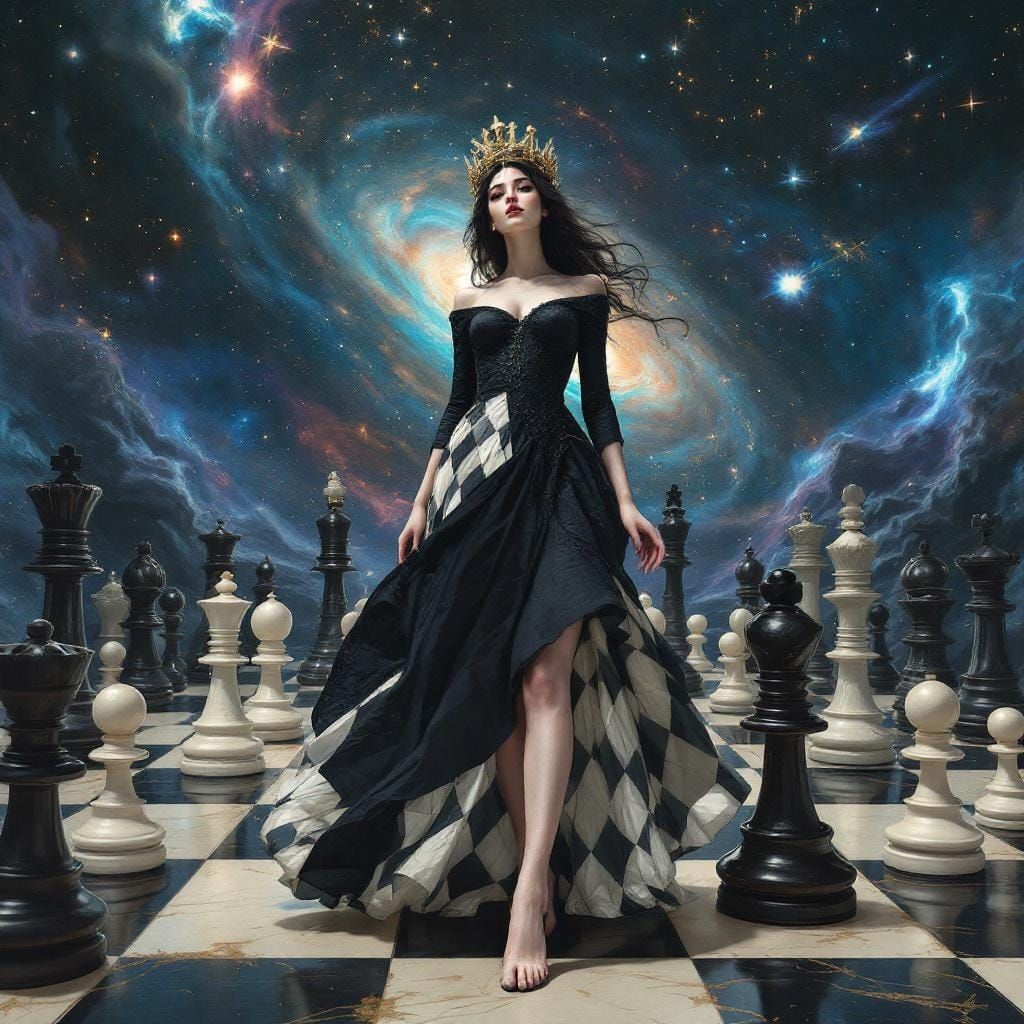 Chess Queen in Galaxy, Surreal Digital Art