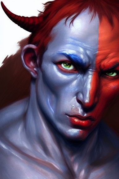 Hyperrealistic Tiefling Rogue Portrait in Expressionist Styl...