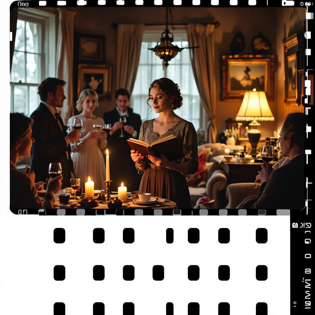 Poetess Reads Poems in Cozy Room with Guests