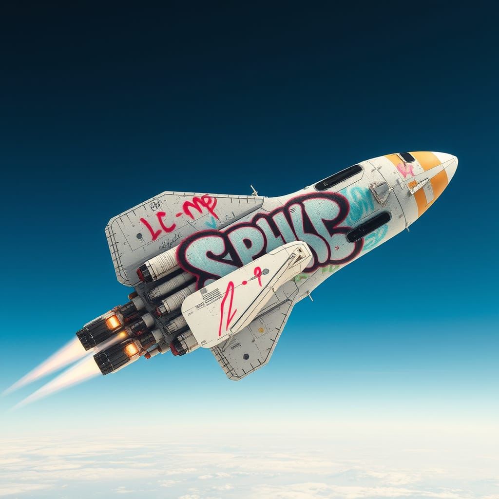 Graffiti Art on Flying Spaceship