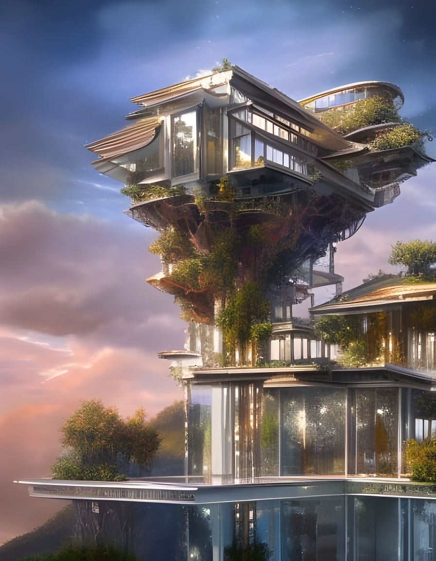 Futuristic Diamond Nebula Glass Villa: Sci-Fi Architecture