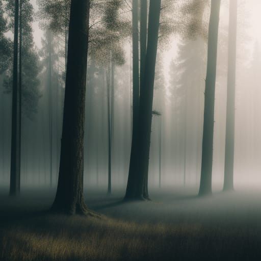 Moody Foggy Landscape in Hyperrealistic Photography