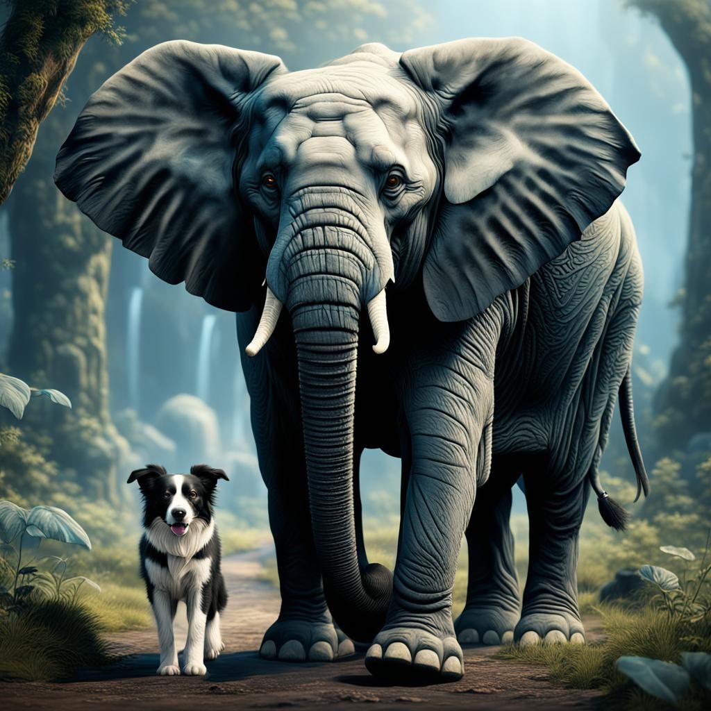 Dog and Elephant Fantasy Concept Art