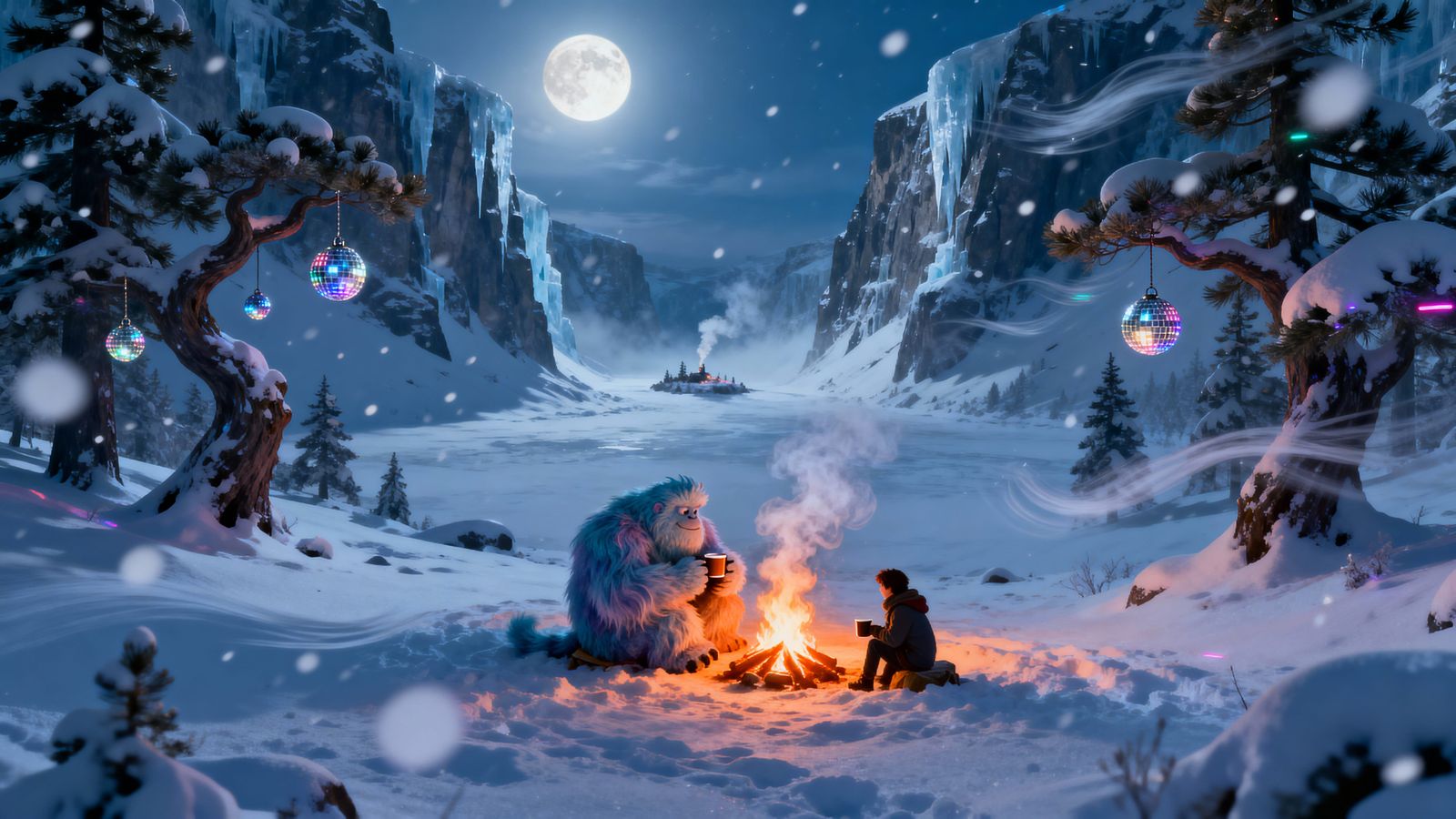 Yeti Cradles Outsider in Epic Winter Landscape