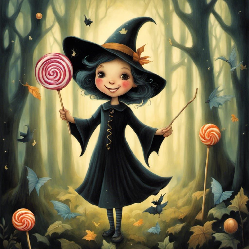 Enchanted Forest Witch with Lollipop Bats