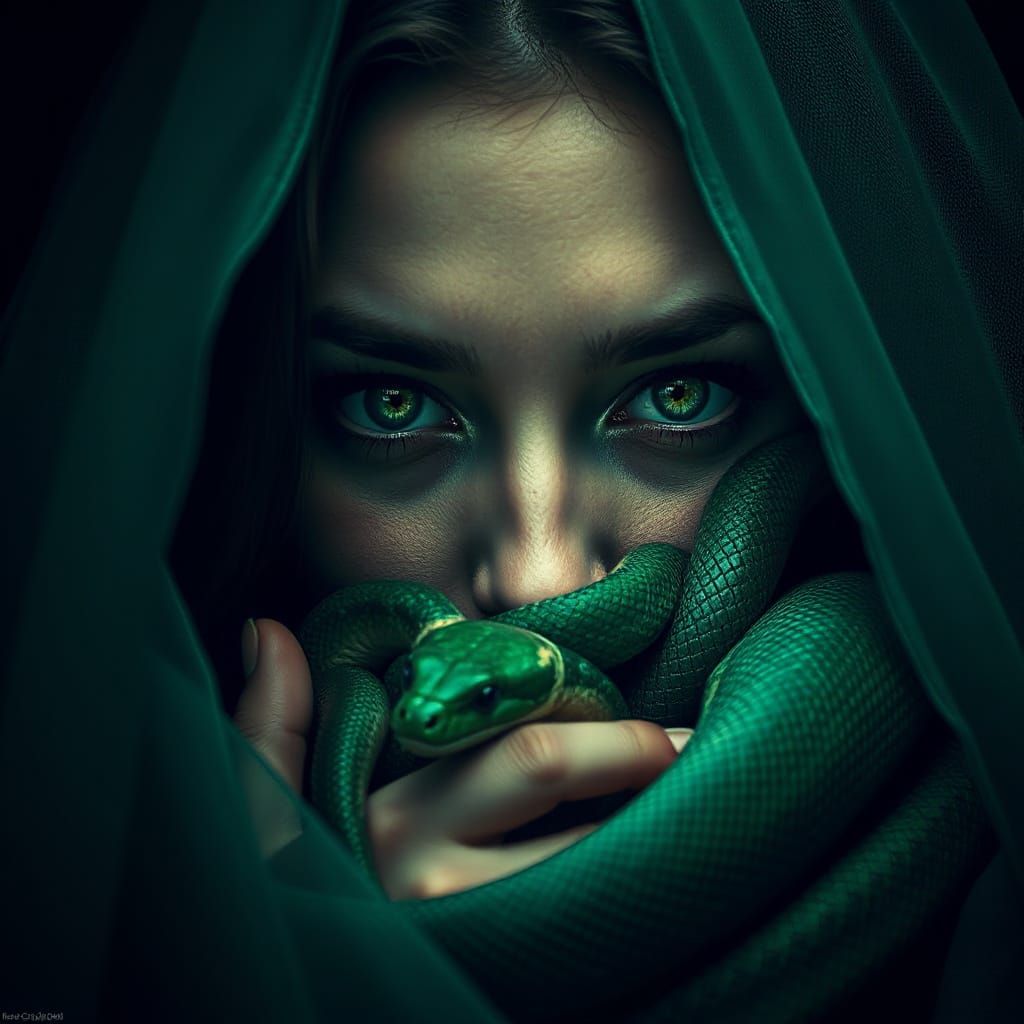 Mysterious Green Eyed Medusa Revealed in Intimate Portrait