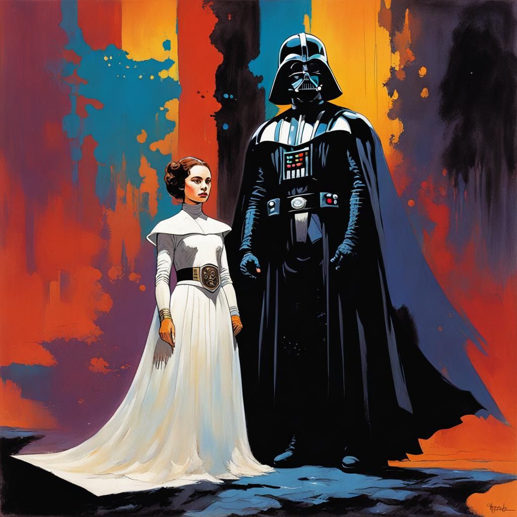 Padmé Amidala and Darth Vader in Frazetta Style