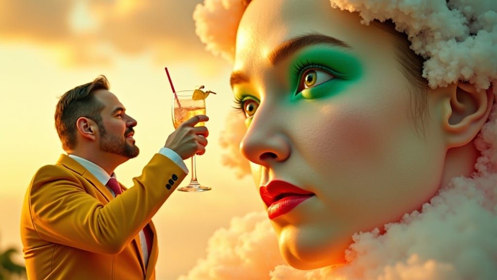 Drunk Goddess Toasts Cloud Realm