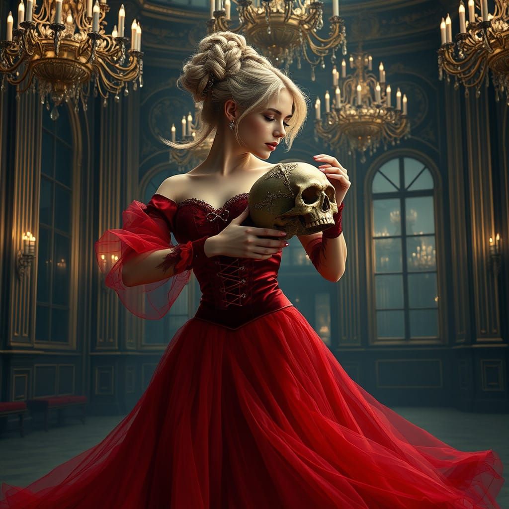 Ethereal Victoria-Era Ballerina in a Macabre Waltz