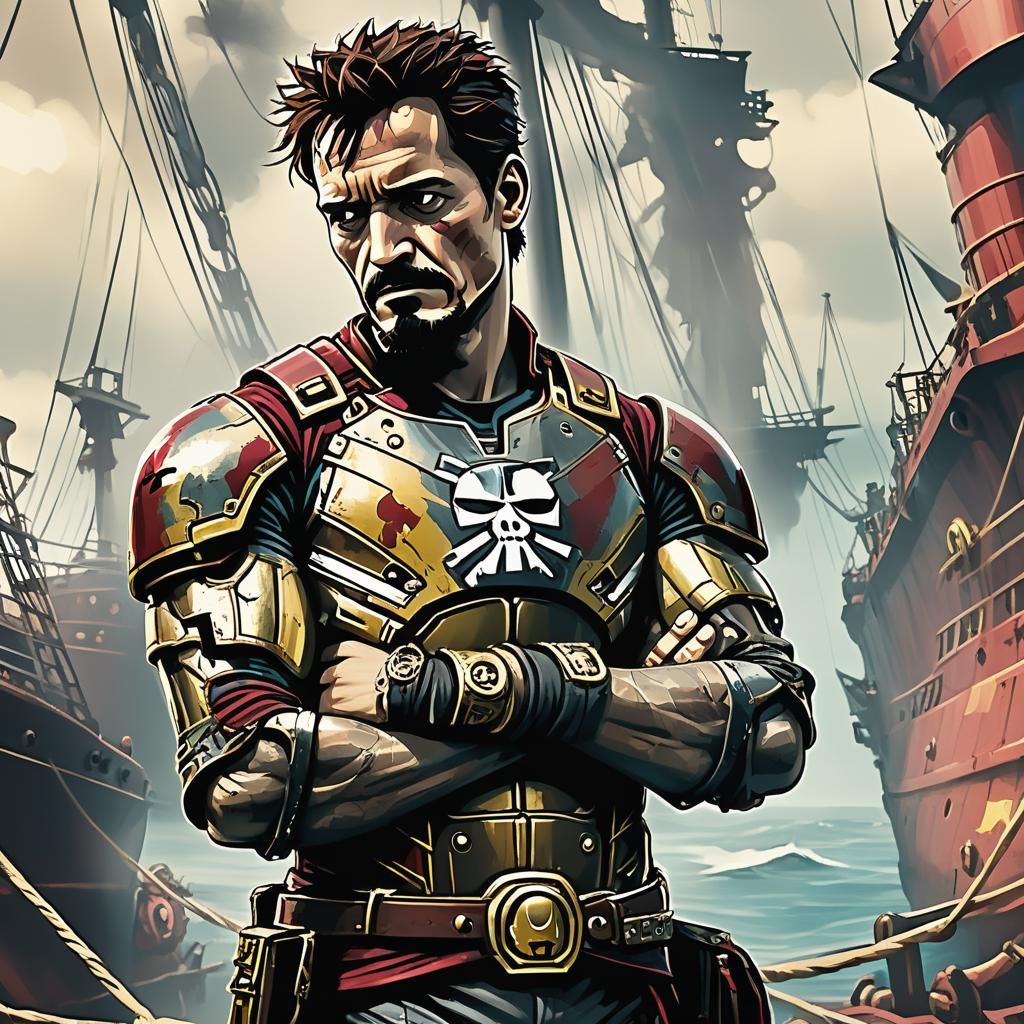 Iron Man in Pirate-Punk Style on Ship