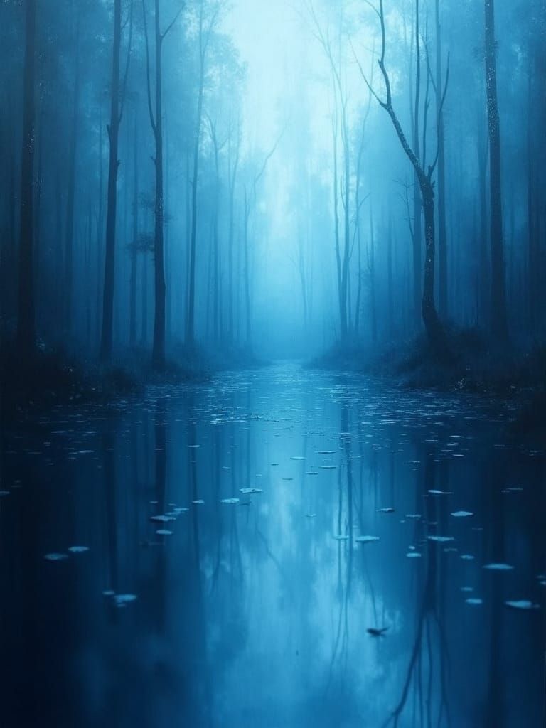 Blue Reflections: An Abstract Composition