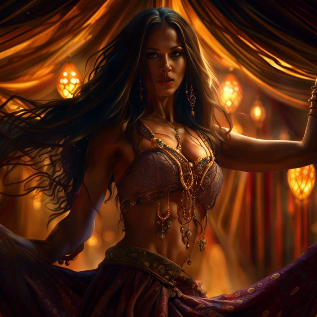 Energetic Belly Dancer in a Romantically Lit Tent