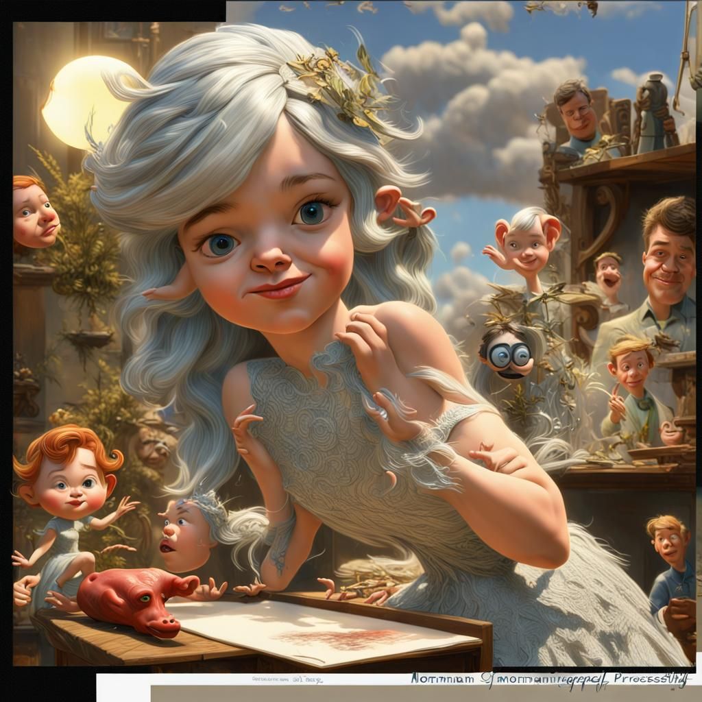 Gorgeous Fairy Portrait in Silver Dress: 3D Digital Art