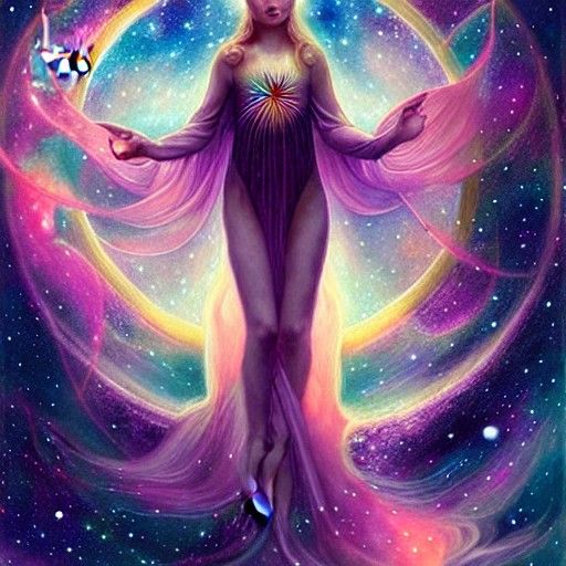 Celestial Goddess in Tarot Card Design