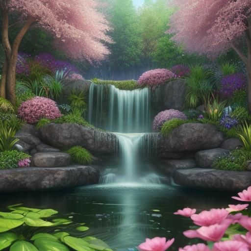 Rainbow Garden with Visible Musical Notes