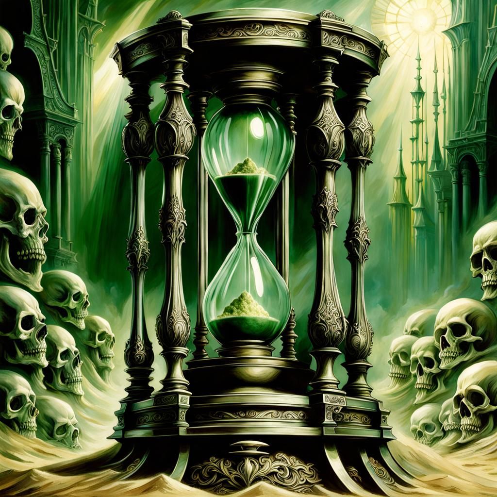 Hourglass of Mortality in Gothic Horror Style