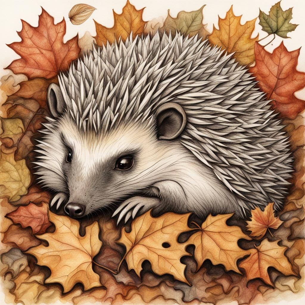 Hedgehog in leaves