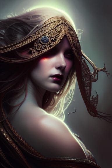 Dark Queen with Realistic Eyes: Fantasy Portrait