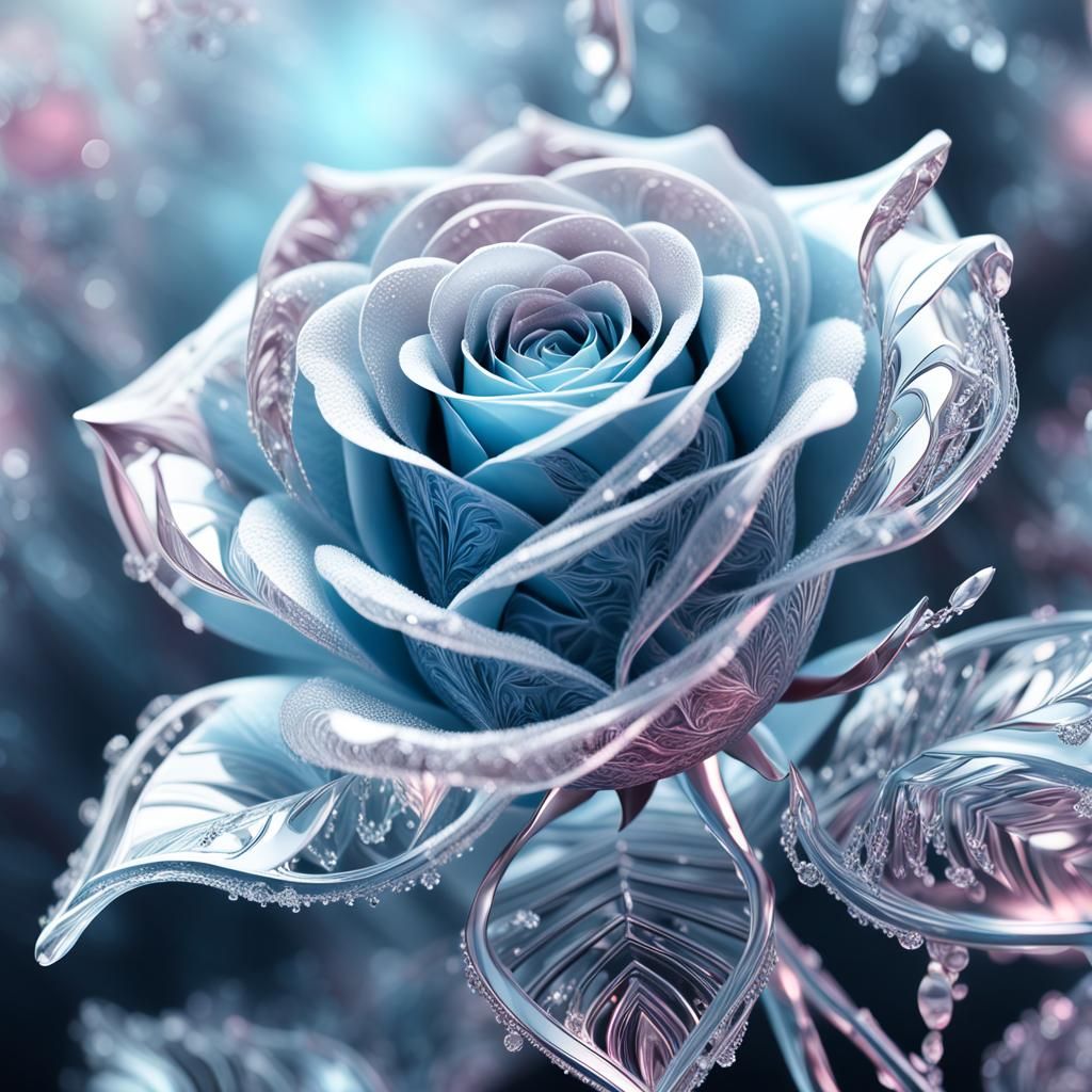 Frozen Rose in Abstract Fractal Art