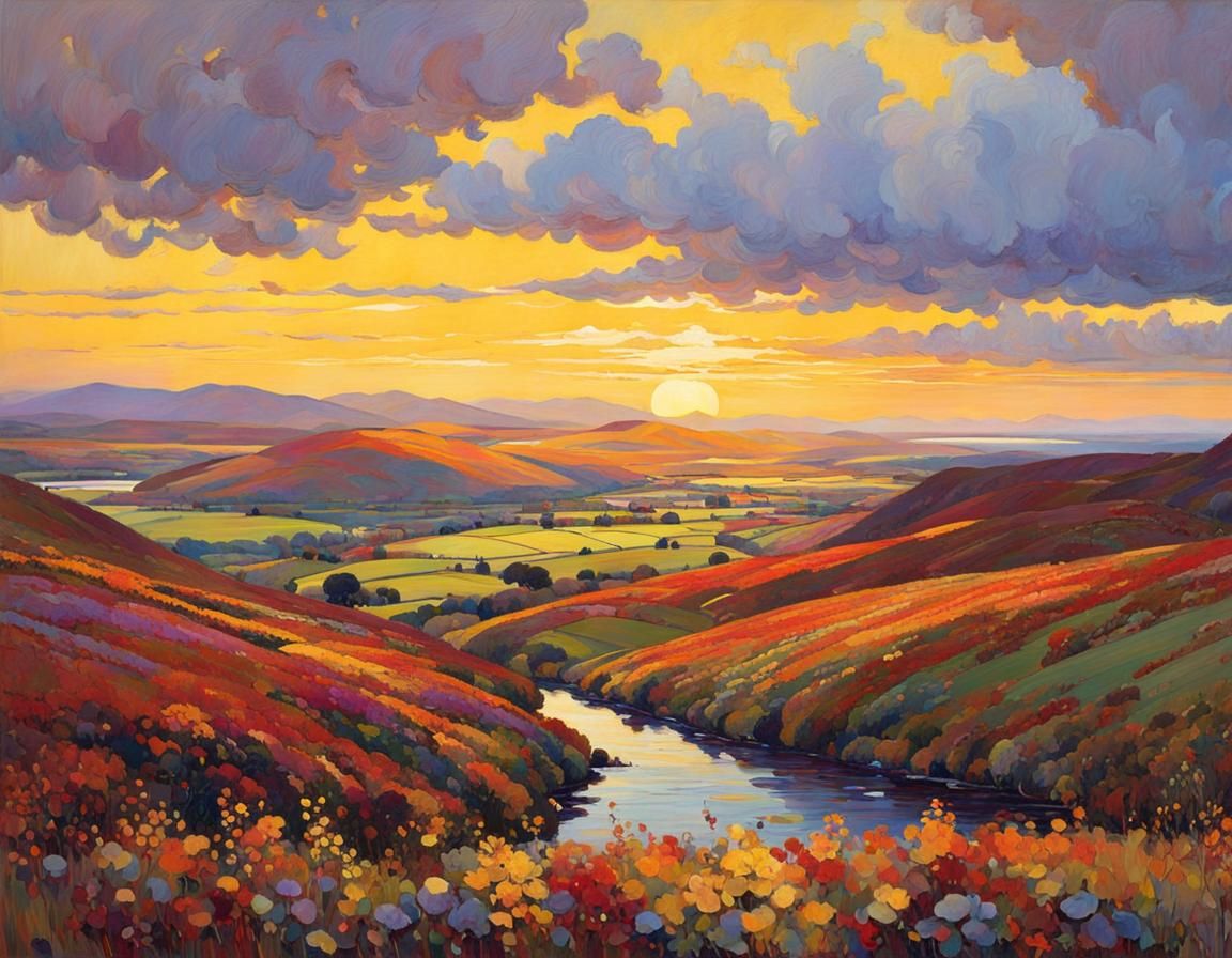 Autumn Scottish Landscape Glows in Evening Light