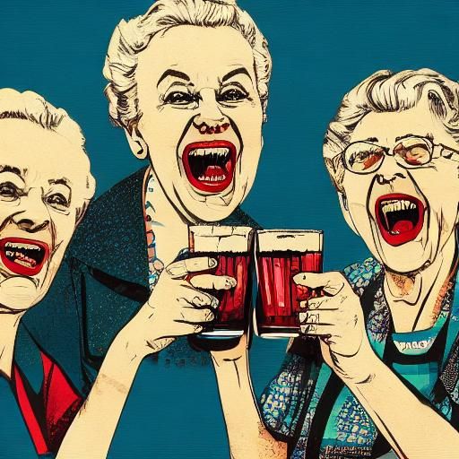 Pop Art Beer Ad Featuring Laughing Women