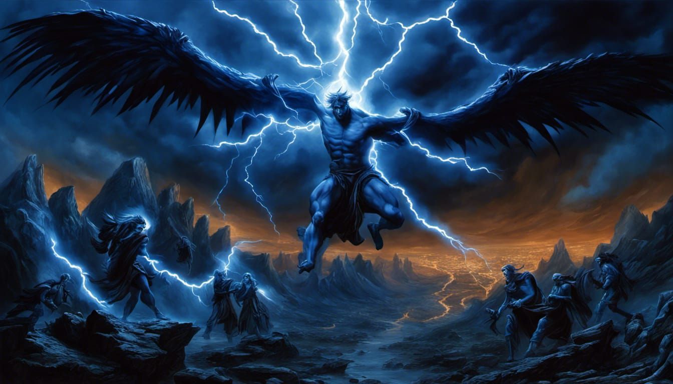 Photorealistic Valley of Armageddon with Angels and Demons