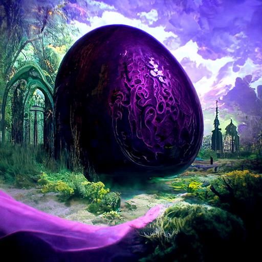 Eerie Witch's Egg in a Mystic Medieval Church
