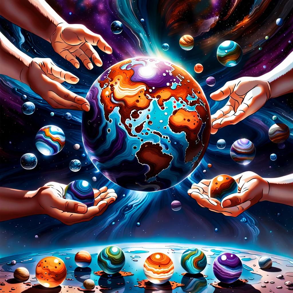 Planetary Marbles: Hyperrealistic Solar System Concept Art